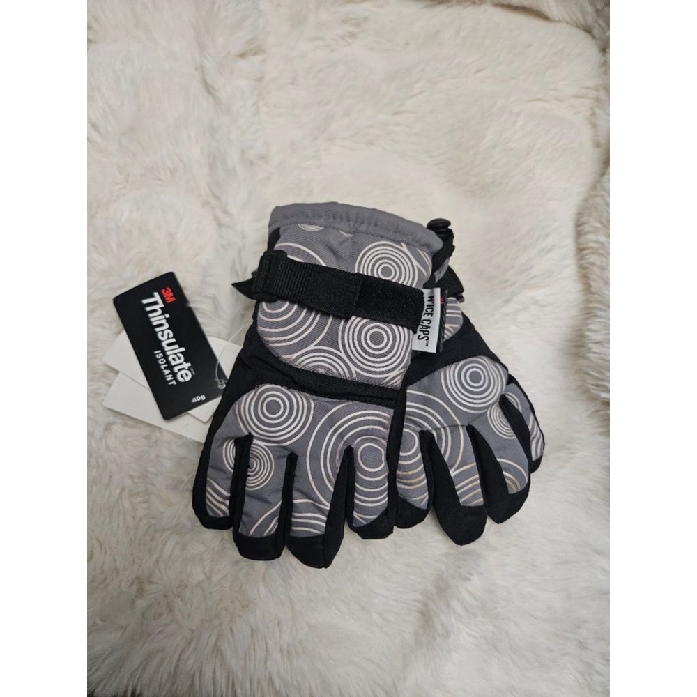Boys NICE CAPS Mittens 4-7 Years Black Grey Thinsulate